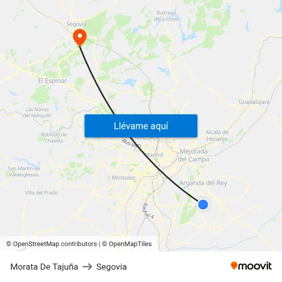 Morata De Tajuña to Segovia map