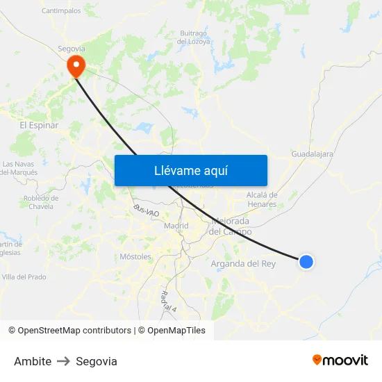Ambite to Segovia map