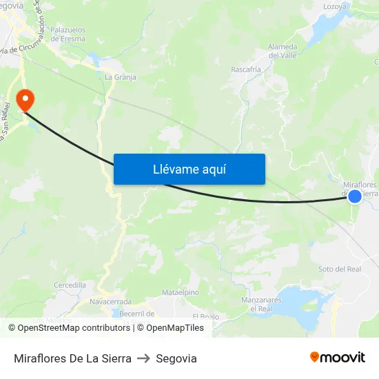 Miraflores De La Sierra to Segovia map