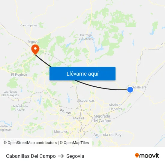 Cabanillas Del Campo to Segovia map
