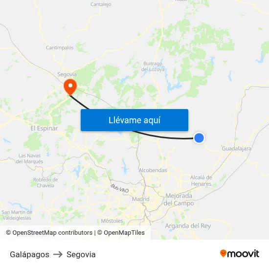 Galápagos to Segovia map