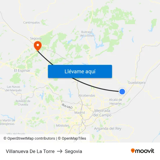 Villanueva De La Torre to Segovia map
