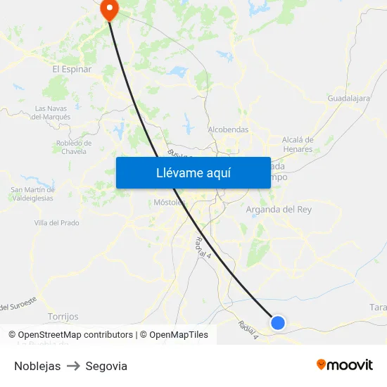 Noblejas to Segovia map