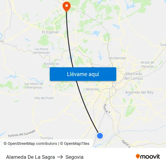 Alameda De La Sagra to Segovia map