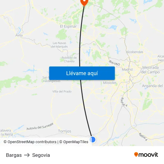 Bargas to Segovia map