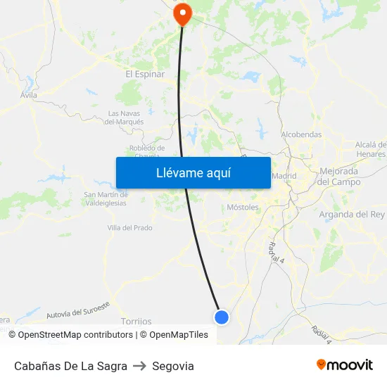 Cabañas De La Sagra to Segovia map