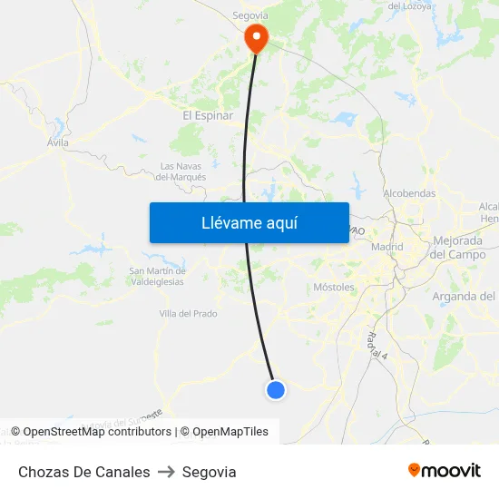 Chozas De Canales to Segovia map
