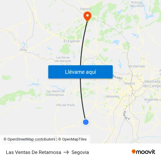 Las Ventas De Retamosa to Segovia map