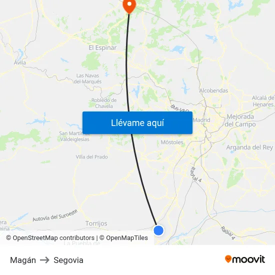 Magán to Segovia map
