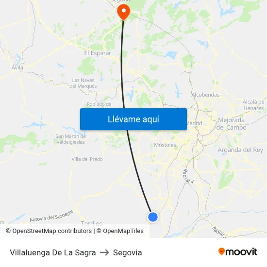 Villaluenga De La Sagra to Segovia map