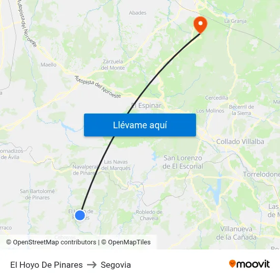 El Hoyo De Pinares to Segovia map