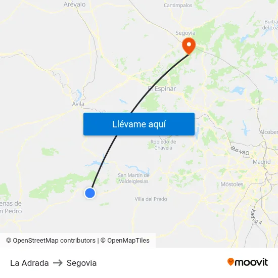 La Adrada to Segovia map