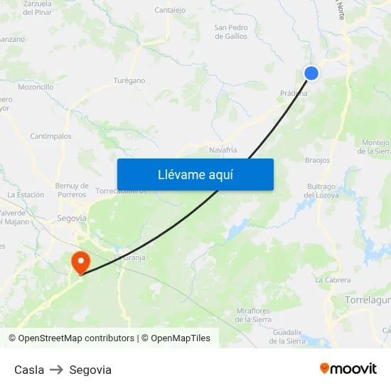 Casla to Segovia map