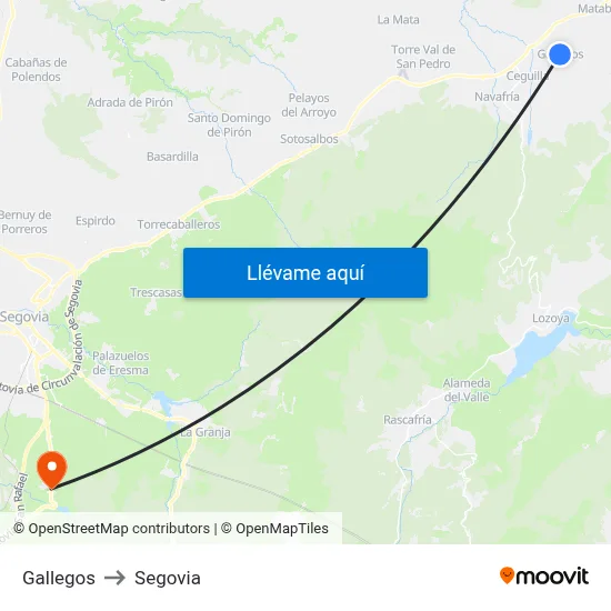 Gallegos to Segovia map