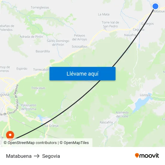 Matabuena to Segovia map