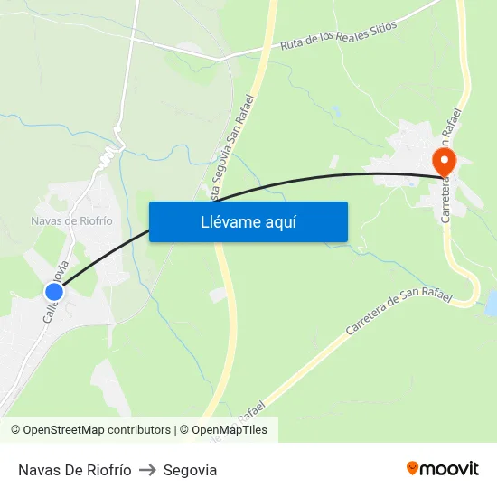 Navas De Riofrío to Segovia map