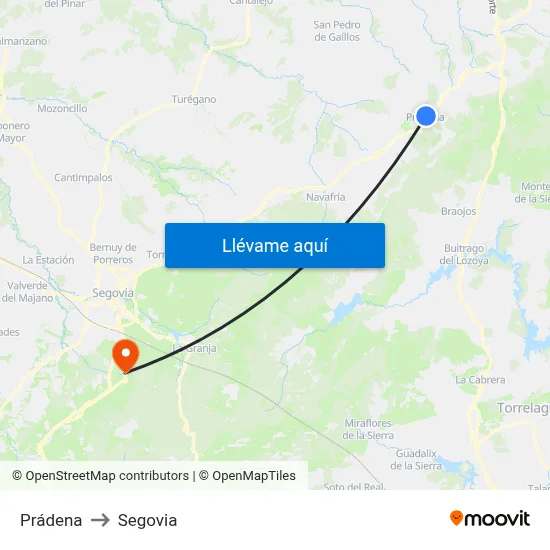 Prádena to Segovia map