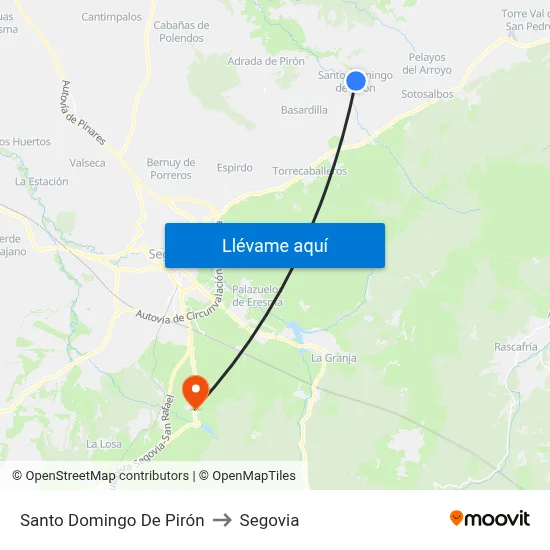 Santo Domingo De Pirón to Segovia map