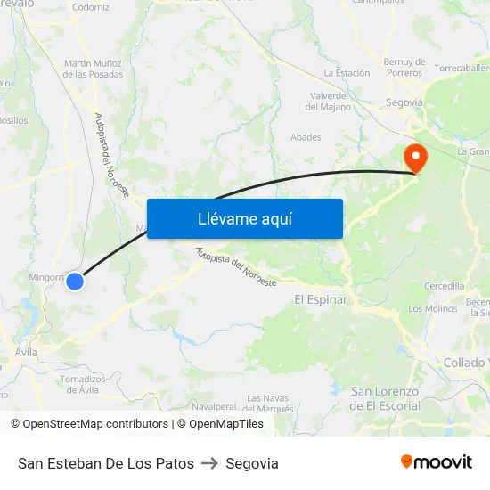 San Esteban De Los Patos to Segovia map