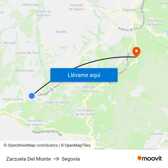 Zarzuela Del Monte to Segovia map