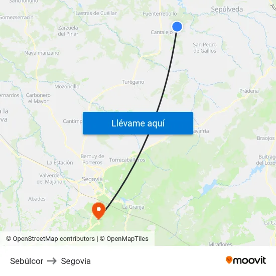 Sebúlcor to Segovia map