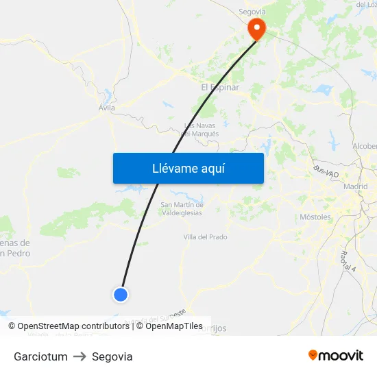 Garciotum to Segovia map