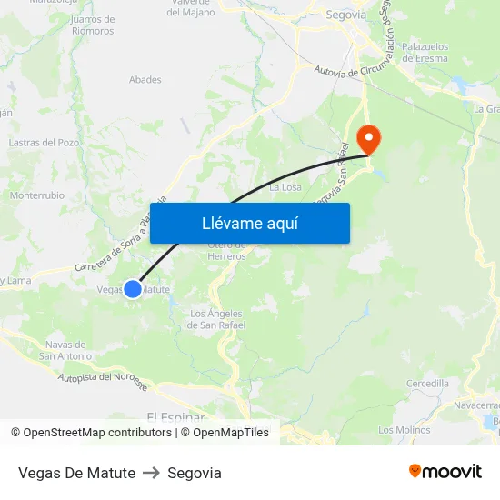Vegas De Matute to Segovia map