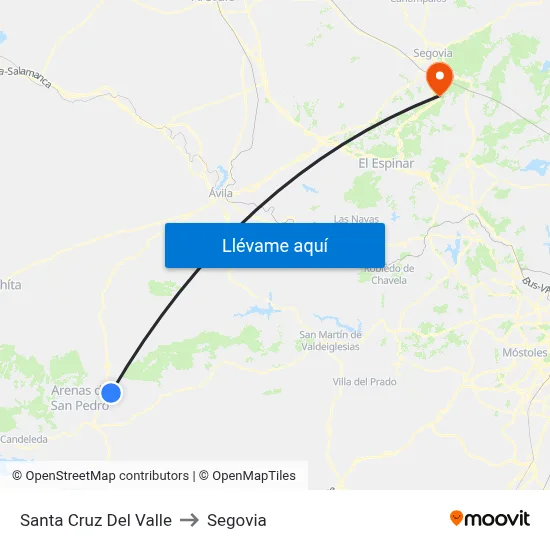 Santa Cruz Del Valle to Segovia map