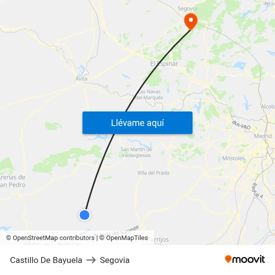 Castillo De Bayuela to Segovia map