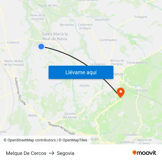 Melque De Cercos to Segovia map