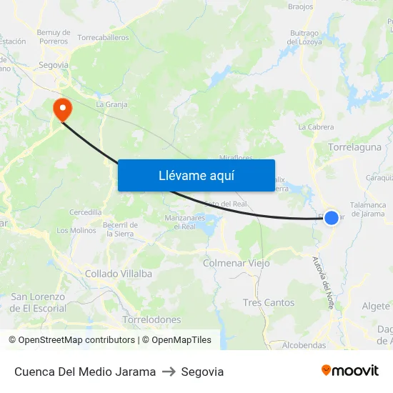 Cuenca Del Medio Jarama to Segovia map