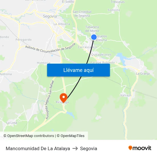 Mancomunidad De La Atalaya to Segovia map