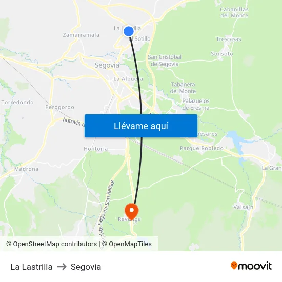 La Lastrilla to Segovia map