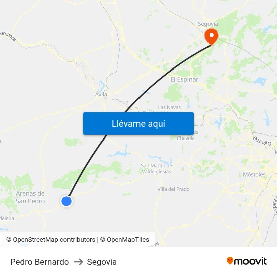 Pedro Bernardo to Segovia map