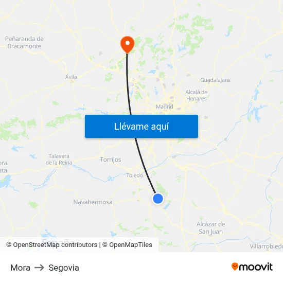 Mora to Segovia map