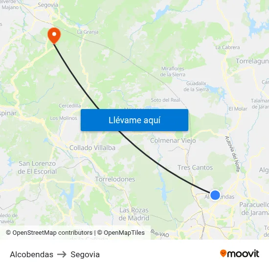 Alcobendas to Segovia map