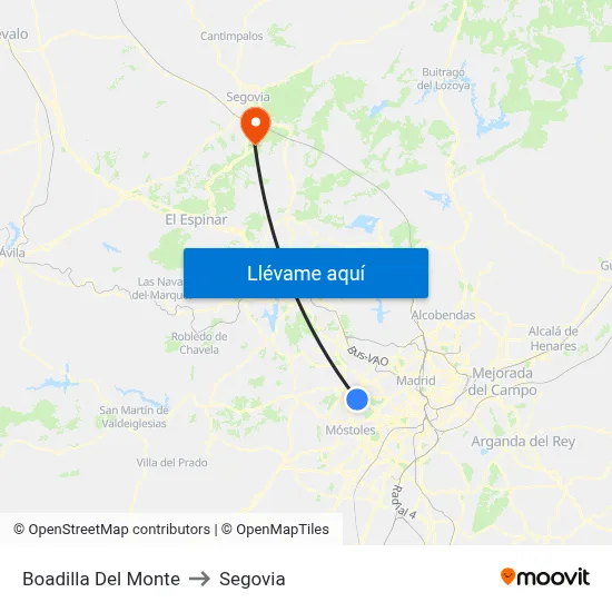 Boadilla Del Monte to Segovia map
