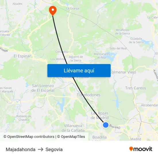Majadahonda to Segovia map
