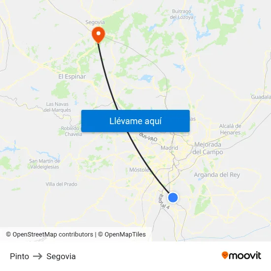 Pinto to Segovia map