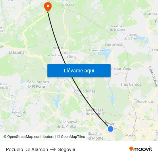 Pozuelo De Alarcón to Segovia map
