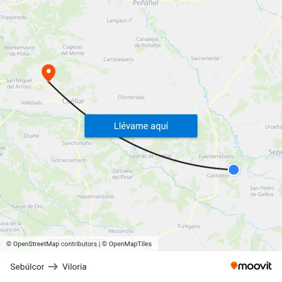 Sebúlcor to Viloria map