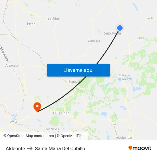 Aldeonte to Santa María Del Cubillo map
