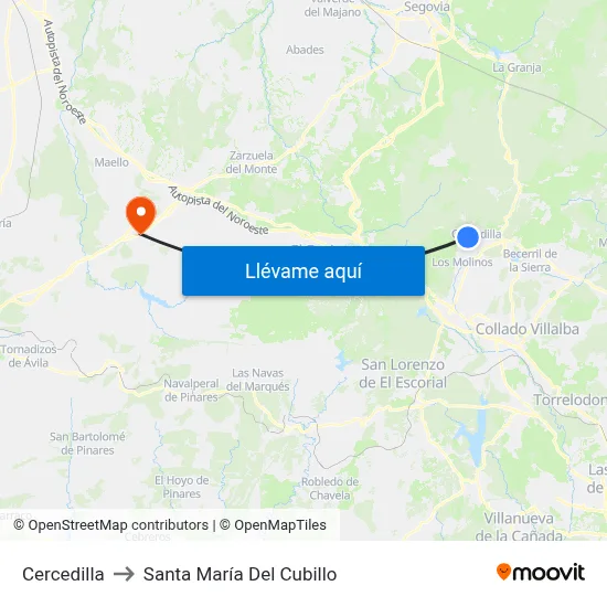 Cercedilla to Santa María Del Cubillo map
