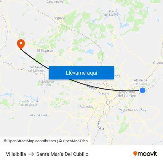 Villalbilla to Santa María Del Cubillo map