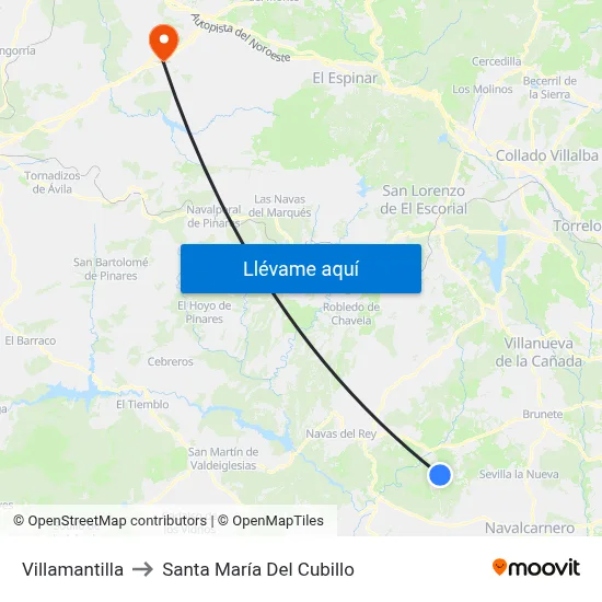 Villamantilla to Santa María Del Cubillo map
