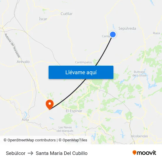 Sebúlcor to Santa María Del Cubillo map
