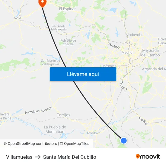 Villamuelas to Santa María Del Cubillo map