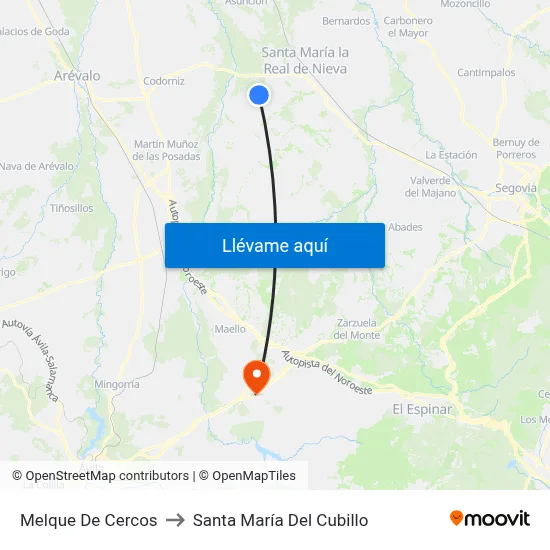 Melque De Cercos to Santa María Del Cubillo map