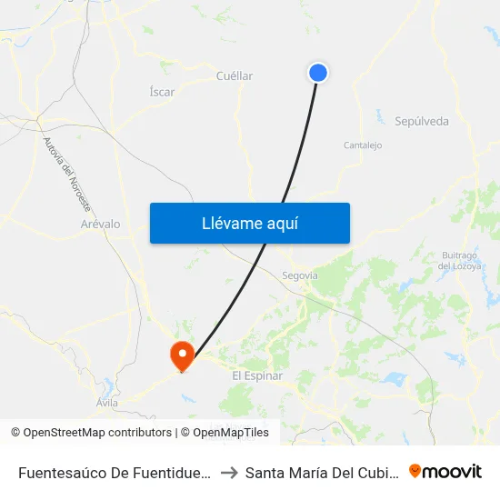 Fuentesaúco De Fuentidueña to Santa María Del Cubillo map