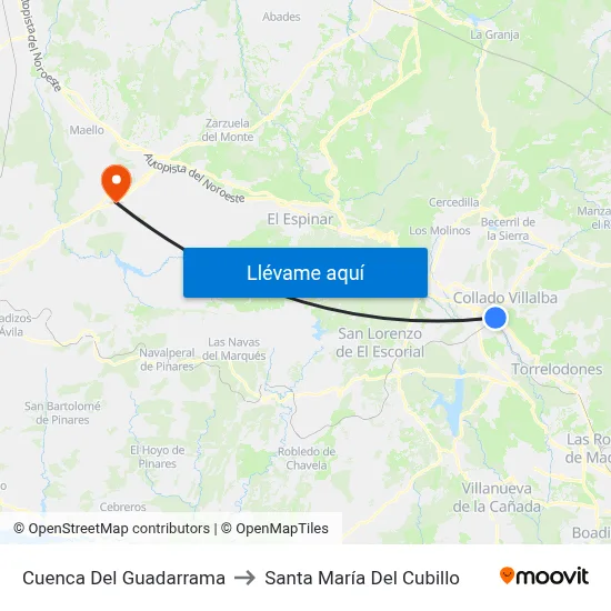 Cuenca Del Guadarrama to Santa María Del Cubillo map